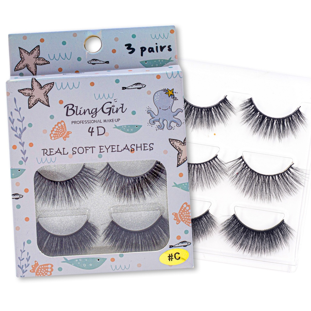Bling Girl 4D Real Soft Eyelashes 3 Pairs [2844]