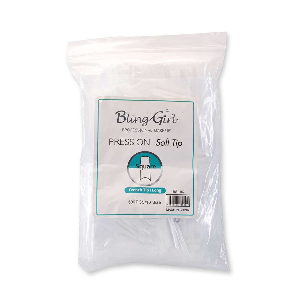 Bling Girl BG-157 Square French Tip Press On Soft Tips 500 pcs Loosely Packed [3101]
