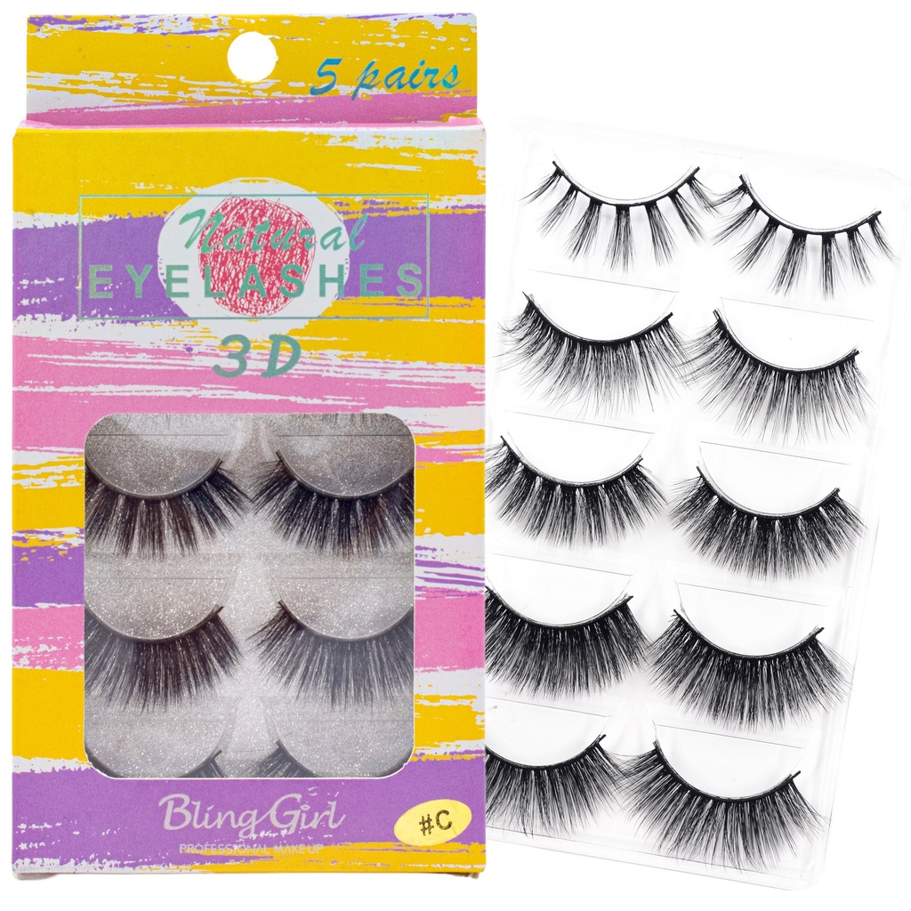 Bling Girl 3D Natural Eyelashes 5 Pairs [7438]