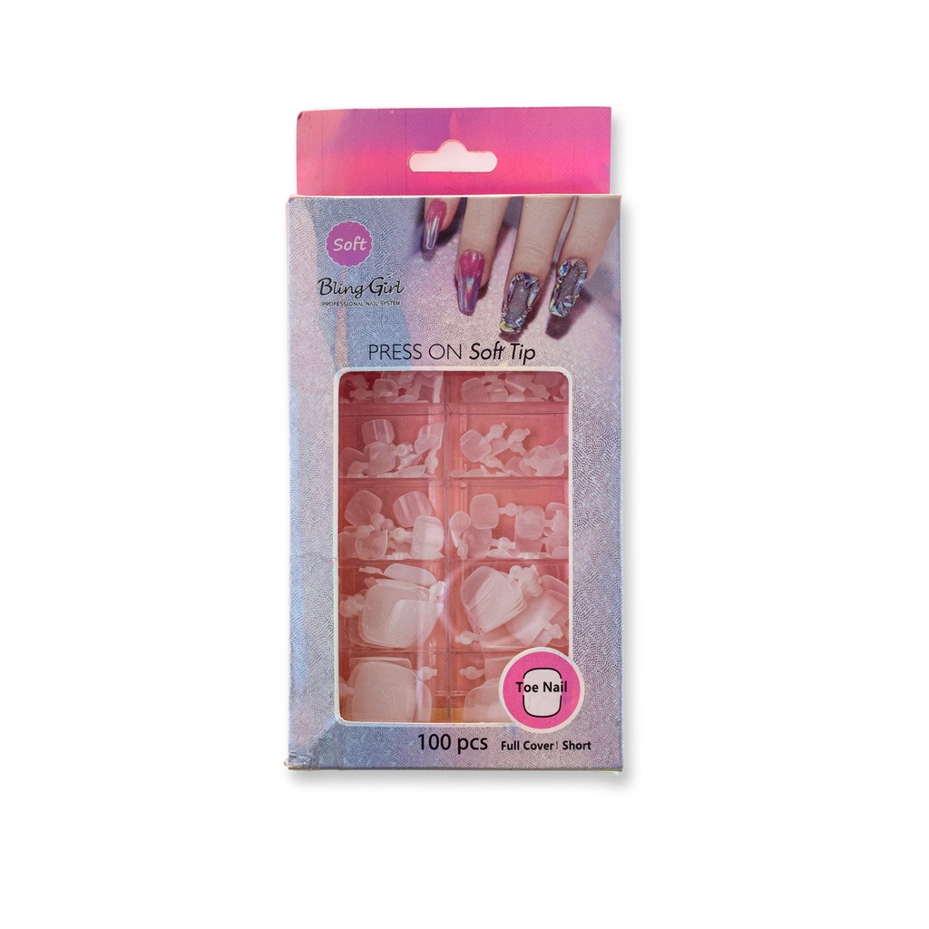 Bling Girl BG-34 Square Toe Nail Full Cover Press On Soft Tips 100 pcs [8171]