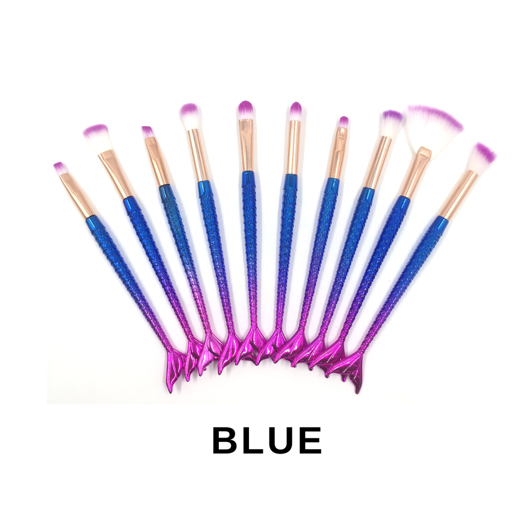 Bling Girl Mermaid Makeup Brush Set 10Pcs [6236]