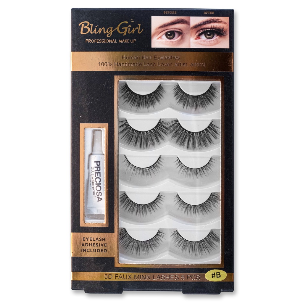 Bling Girl 5D Faux Mink Lashes 5 Pcs [6583]