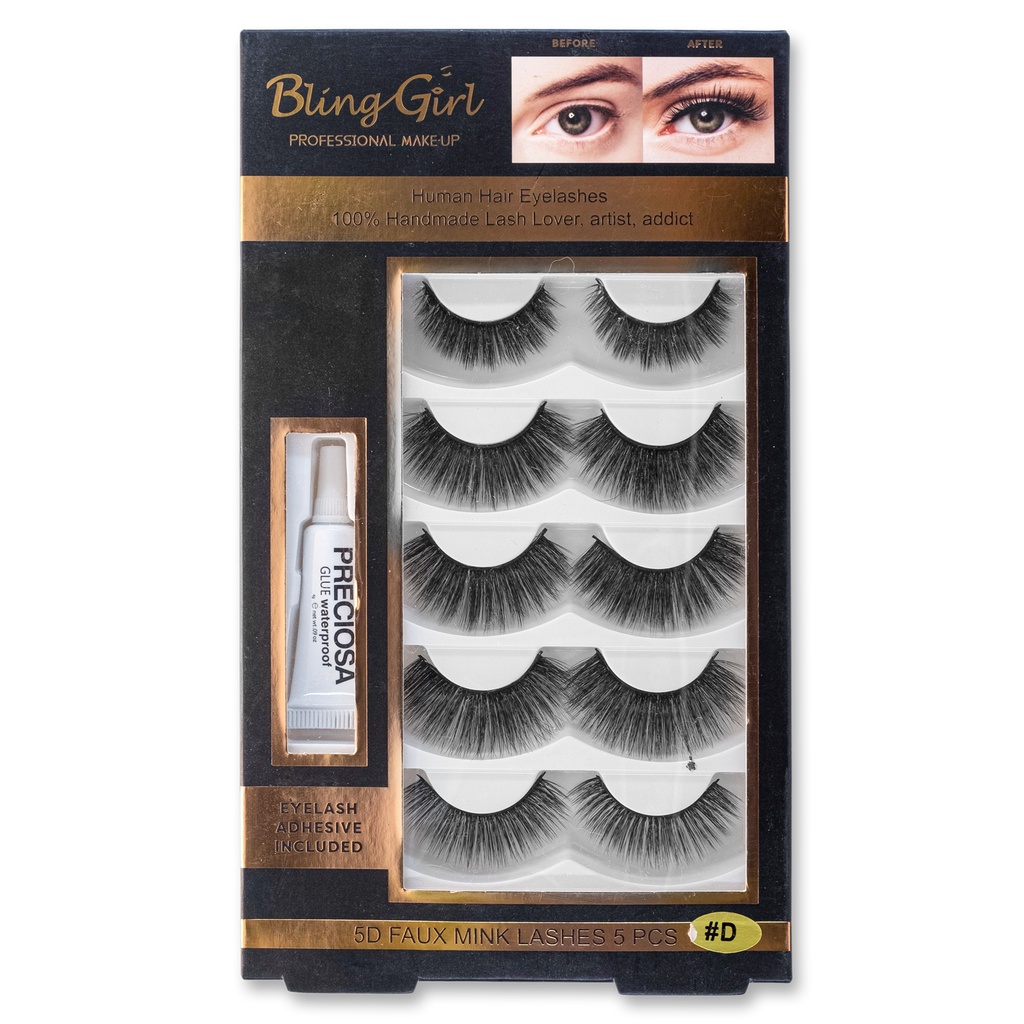 Bling Girl 5D Faux Mink Lashes 5 Pcs [6583]