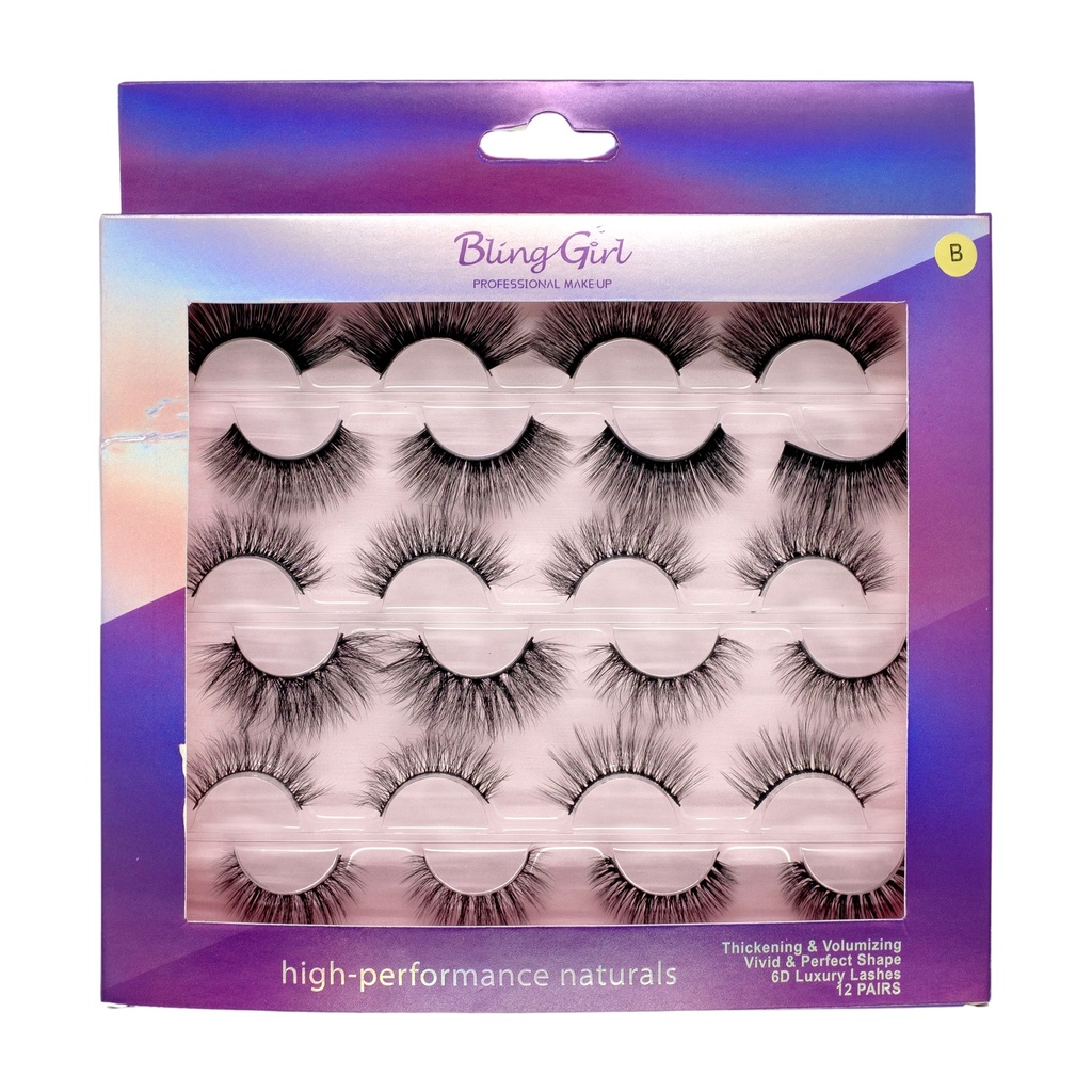 Bling Girl 6D 12 Pairs Eyelashes Perfect Shape [3431]