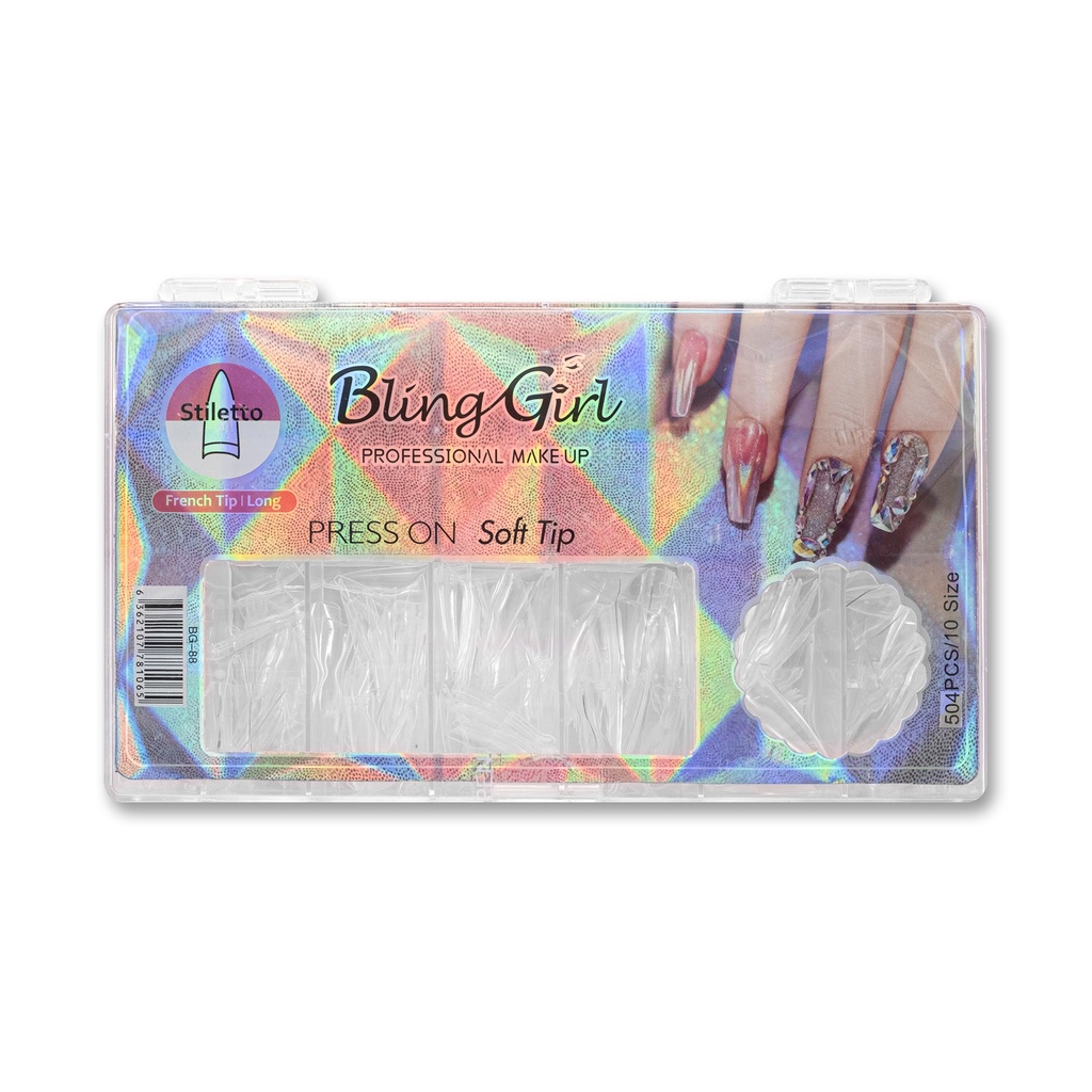 Bling Girl BG-88 Stiletto French Tip Press On Soft Tips 504 pcs [3500]