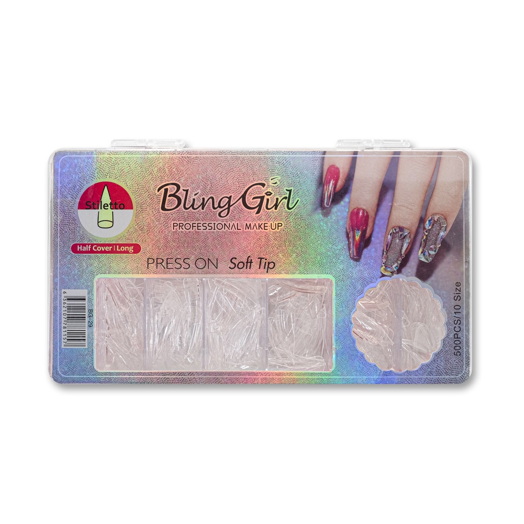 Bling Girl BG-29 Stiletto Half Cover Press On Soft Tips 500 pcs [8846]