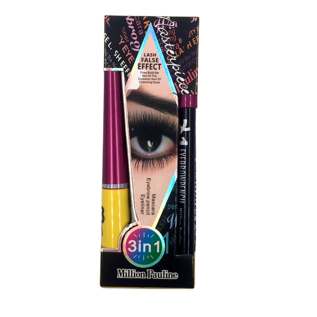 3 in 1 Million Pauline Mascara And Eyebrowpencil Eyeliner [ S23FP10 ]