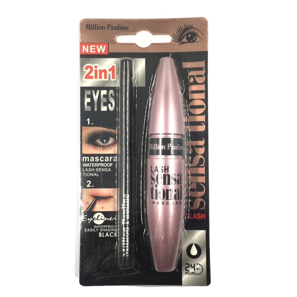 Million Pauline Sensational 2-in-1 Waterproof Mascara and Eyeliner Set [ S23FP74 ]