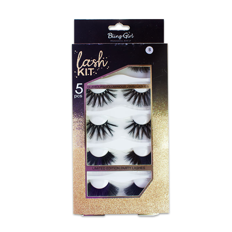 Blinggirl Professional Make up  Glamour&amp; Voluminous 25MM Eyelashes 5 Pairs [ S2311P27 ]