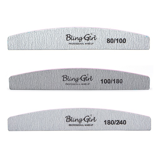 [600031] Bling Girl Grey Half Moon Double Sided Nail File [3997]