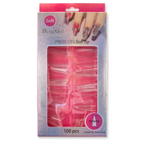 [600107] Bling Girl BG-75 Stiletto French Tip Press On Soft Tips 100 pcs [4116]