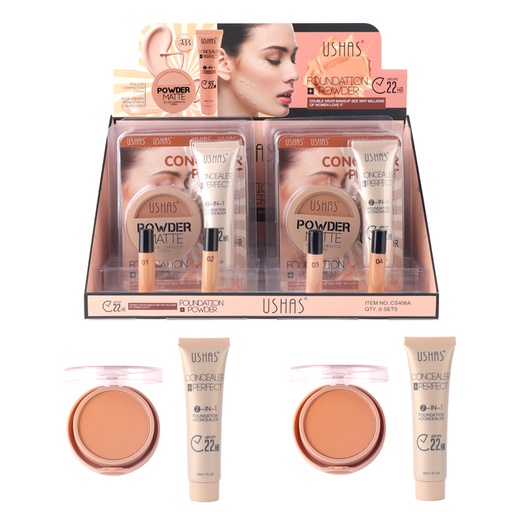 [6924372650509] USHAS Perfect 2 IN 1 Foundation and Concealer + Matte Powder Set [3087]