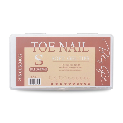 [6362107781034] Square Soft Gel Tips Toe Nail Full Cover BG-34 [5759]