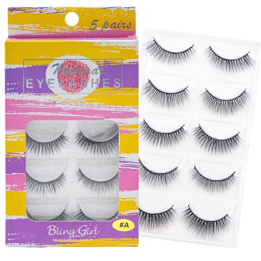 [6632110784835] Bling Girl 3D Natural Eyelashes 5 Pairs [7438]