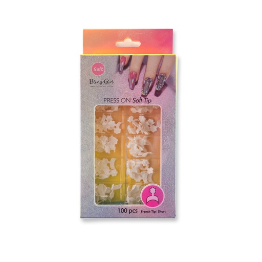 [6362107783410] Bling Girl BG-14 French Tip Press On Soft Tips 100 pcs [7683]