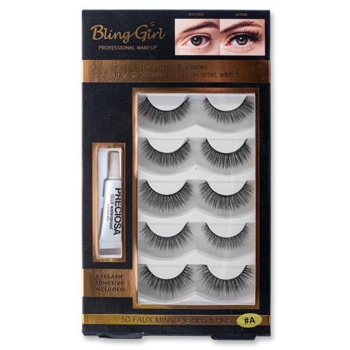 [6612001785271] Bling Girl 5D Faux Mink Lashes 5 Pcs [6583]