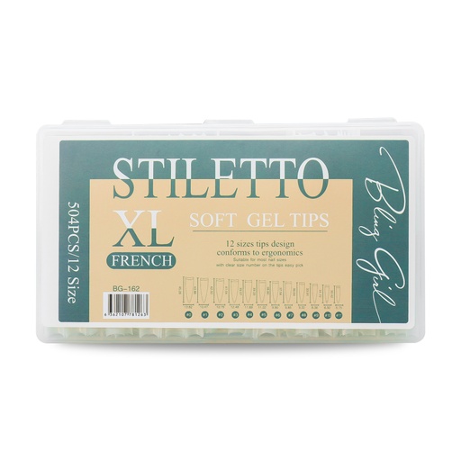 [6362107781263] Bling Girl BG-162 Stiletto French Tip Press On Soft Tips 504 pcs [8270]