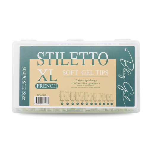 [6362107781263] Stiletto Soft Gel Tips XL French BG-162 [8270]