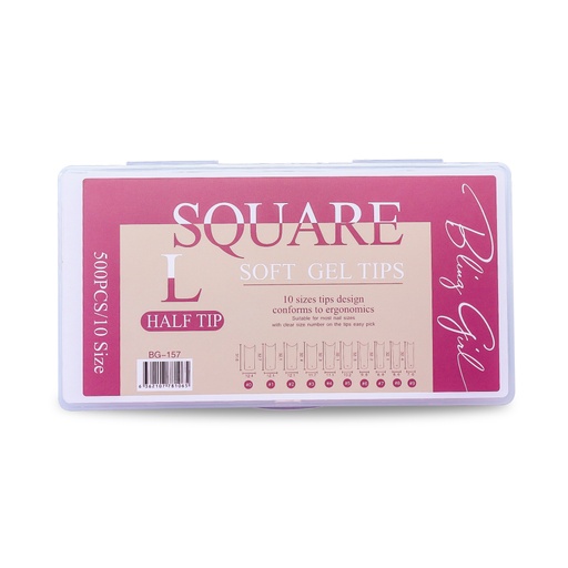 [6362107781065] Square Soft Gel Tips Large Half Tip BG-157 [6599]