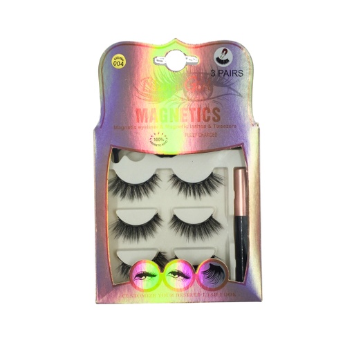 [6612209876894] Bling Girl 3 Pairs Magnetic Eyeliner, Lashes &amp; Applicator [ S23JP71 ]