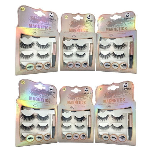 [6612209876894] Bling Girl Magnets eyeliner&amp;Magnetics lashes&amp;Tweezers 3Pairs[ S2310P75 ]