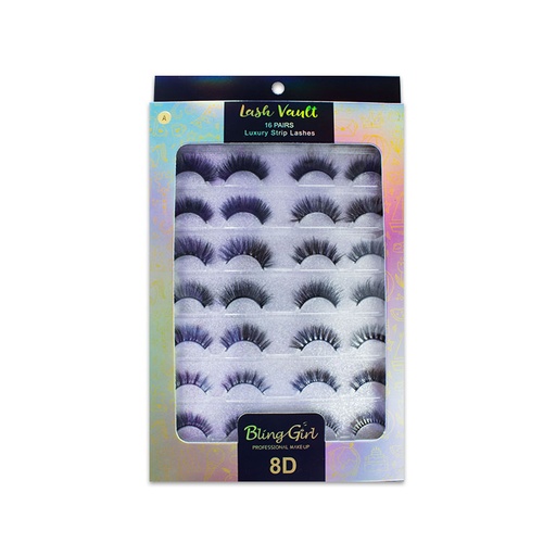 [6612111781767] Blinggirl Professional Make up Luxury Strip Lashes 16 Pairs [ S2311P19 ]