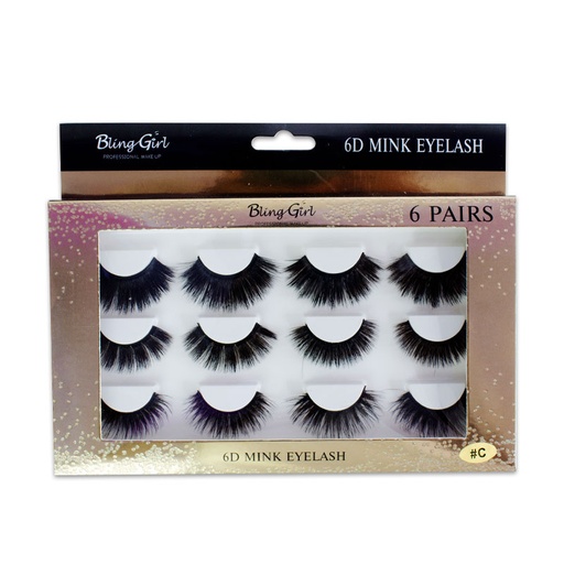 [6611909787219] Blinggirl 6D MINK  Make up  Eyelashes 6 Pairs [ S2311P25 ]