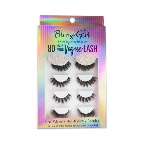 [6632110786372] Blinggirl 8D FAUX MINK  Make up  Vogue lash 5 Pairs [ S2311P31 ]