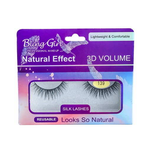 [6612109781205] BLING GIRL PROFESSIONAL MAKEUP NATURAL EFFECT 3D VOLUME EYEALASHES [S2402P26]